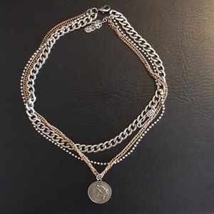 Fashion metallic necklace three layers